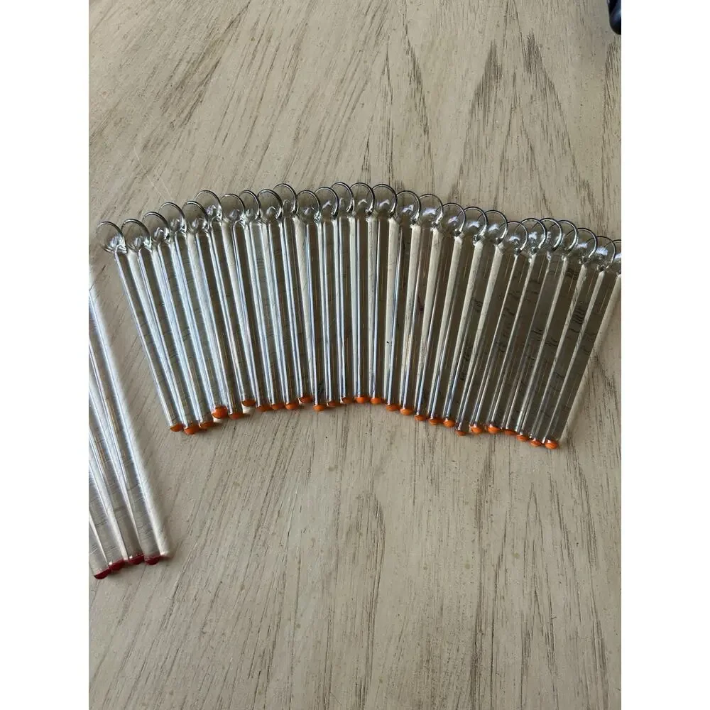 Vintage Glass Cocktail Stirrers Scoop Stir Stick 37 Set Long Red & Orange Tipped